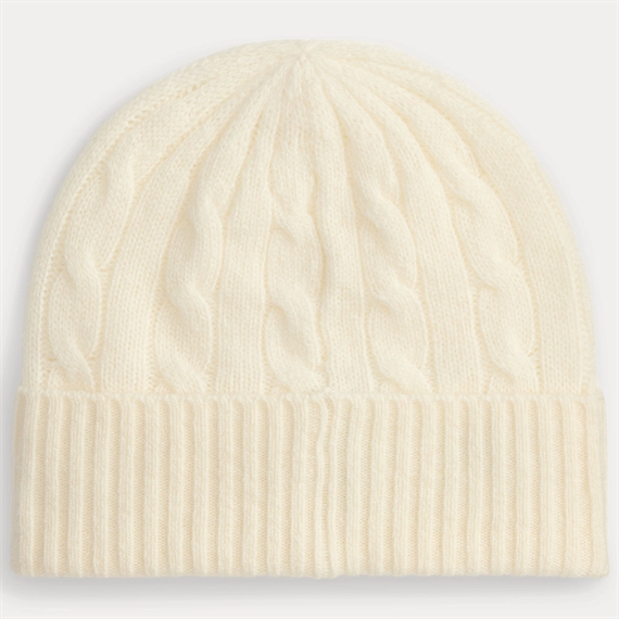 Polo Ralph Lauren Cable-Knit Wool-Cashmere Beanie, Cream